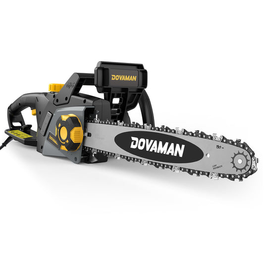 DOVAMAN 2400W Elektro Kettensäge, 40cm Oregon Schwert und Kette, werkzeuglose Kettenspannung, 15m/s, Rückschlagschutz, inkl. 2 Ketten, Kettensäge ideal für Brennholz, Garten und Baumschnitt - DCS01A
