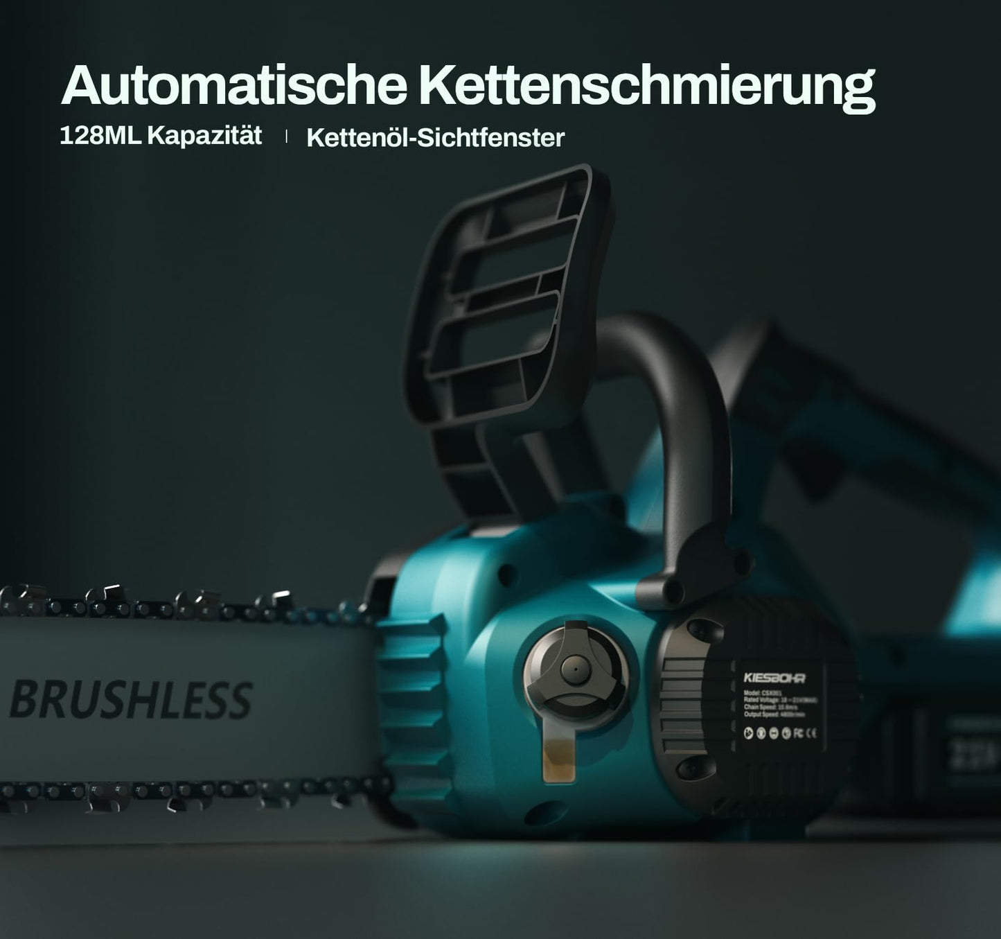 KIESBOHR CSX001 30cm Bürstenlose Akku Kettensäge mit Automatische Kettenschmierung, Kompatibel mit Makita 18V Akku（ohne Akku und Ladegerät）